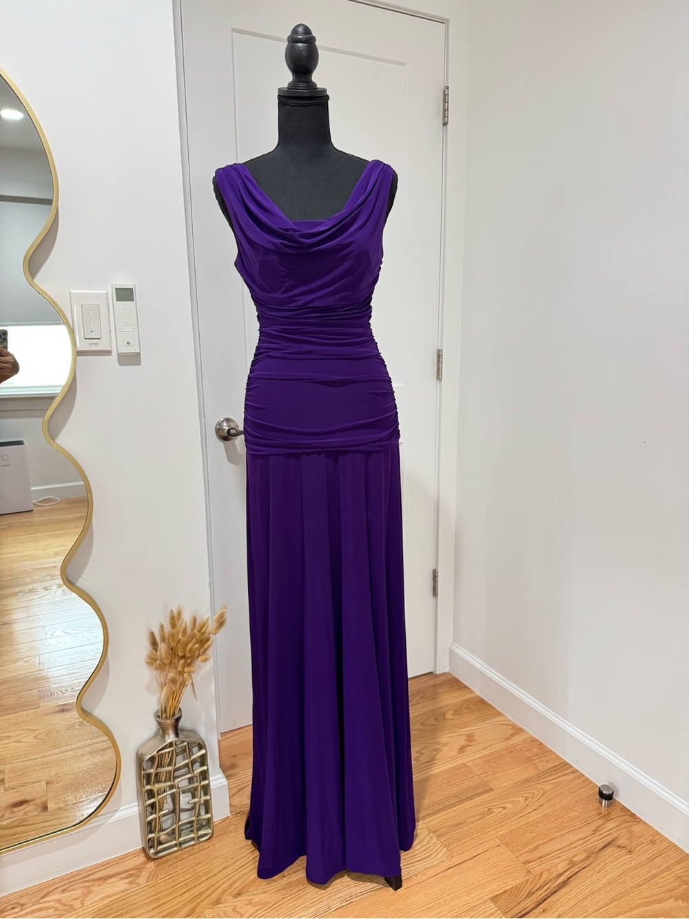 Elegant Purple Cowl Neck Nightway Evening Dress Size 6